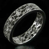 1ct Round Diamond Milgrain Eternity Wedding Band Women 18K White Gold Finish