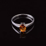 0.35ct Engagement Ring Oval Cut Yellow Citrine Solitaire 14k White Gold Finish