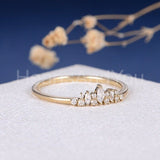 0.5ct Marquise Simulated Diamond Cluster Minimalist Ring 14k Yellow Gold Plated