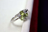 2.3ct Engagement Ring Oval Cut Peridot Stylish Partywear 14k White Gold Finish