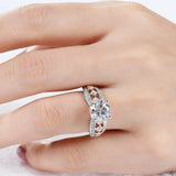 2Ct Round Diamond Stylish Accent Solitaire Engagement Ring 14K White Gold Finish
