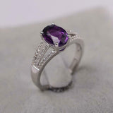 2.4ct Engagement Ring Oval Cut Purple Amethyst Split Shank 14k White Gold Finish