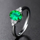2.2ct Engagement Ring Oval Cut Green Emerald Diamond Petite 14k White Gold Over
