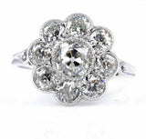 4Ct Round Cut Diamond Milgrain Floral Halo Engagement Ring 14K White Gold Finish