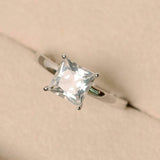 2.2ct Engagement Ring Princess Cut Diamond Solitaire Design 14k WhiteGold Finish