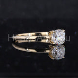 0.2ct Cushion Simulated Diamond Hidden Halo Solitaire Ring 14k YellowGold Plated