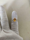 2ct Engagement Ring Pear Cut Yellow Citrine Split Shank Halo 14k White Gold Over