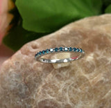 0.5ct Round Cut London Blue Topaz Wedding Band Half Eternity 14k White Gold Over