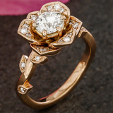 2.3ct Round Cut Diamond Engagement Ring 14k Yellow Gold Finish Flower Solitaire