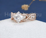 2.2ct Princess Simulated Diamond Cluster Infinity Twist Ring 14k RoseGold Plated