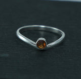 0.22ct Engagement Ring Round Cut Yellow Citrine Solitaire 14k White Gold Finish