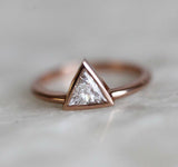 0.25ct Trillion Cut VVS1 Diamond Engagement Ring Minimalist 14k Rose Gold Finish