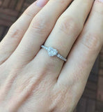 1.3ct Round Diamond Engagement Ring Solitaire with Accents 18k White Gold Finish