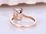 2ct Emerald Cut Peach Morganite Diamond Accent Solitaire Ring 18k Rose Gold Over