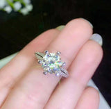2.3ct Engagement Ring Round Cut Diamond Iced Cluster Accent 14k WhiteGold Finish