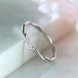 0.15ct Round Cut Moissanite Infinity Twisted Wedding Band 14k White Gold Plated