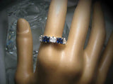 1.2ct Cushion Blue Sapphire 5 Stone Stackable Wedding Band 14k White Gold Finish