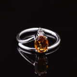 0.45ct Engagement Ring Oval Cut Citrine Stylish Split Shank 14k WhiteGold Finish