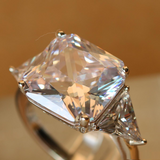 3.5Ct Asscher Cut Diamond Trilogy Solitaire Engagement Ring 14K White Gold Over