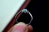 0.25ct Engagement Ring Oval Cut Blue Topaz Minimalist Trilogy 14k WhiteGold Over