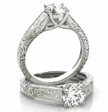 1ct Round Diamond Antique Vintage Women Engagement Ring 14k White Gold Finish
