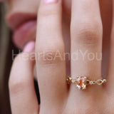 1ct Oval Cut Simulated Morganite Trilogy Engagement Ring 14k Yellow Gold Plated