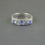 2ct Wedding Ring Band Oval Cut Blue Tanzanite Half Eternity 14k WhiteGold Finish