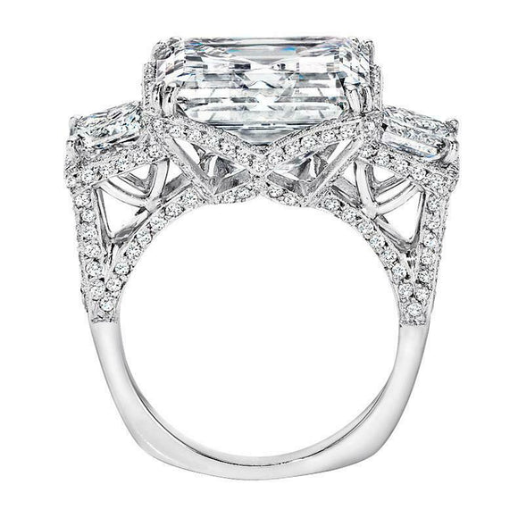 6Ct Asscher Cut Diamond Cocktail Queens Engagement Ring 14K White Gold Finish