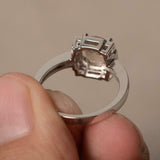 1.5ct Engagement Ring Round Cut Peach Morganite Halo 14k White Gold Finish