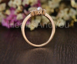 0.5ct Round Simulated Diamond Chevron Curved Pearl Wed Band 14k Rose Gold Plated