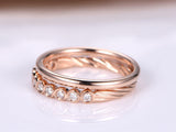 Half Eternity Bridal Set Engagement Ring 1ct Round Diamond 14k Rose Gold Finish