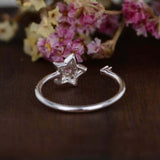 0.5ct Round Pink Sapphire Open Star Minimalist Engagement Ring 14k RoseGold Over