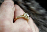 2.5ct Emerald Cut Diamond Engagement Ring 14k Yellow Gold Finish Double Halo