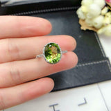 1.5ct Oval Green Peridot Engagement Ring Diamond Accent Halo 14k White Gold Over