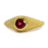1.5ct Round Cut Pink Ruby Engagement Ring Beaded Solitaire 14k YellowGold Finish