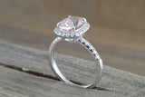 2.2ct Oval Cut Peach Morganite Solitaire Engagement Ring 14k White Gold Finish
