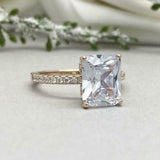 2.4ct Engagement Ring Radiant Cut Diamond Hidden Halo 14k Yellow Gold Finish