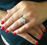 Halo Solitaire Engagement Ring 2ct Round Cut VVS1D Diamond 18k White Gold Finish