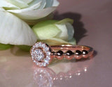 1Ct Round Cut Diamond Ball Shape Shank Halo Engagement Ring 14K Rose Gold Finish