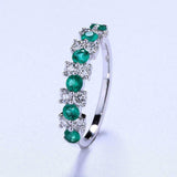 2ct Round Green Emerald Stackable Half Eternity Wedding Band 14k White Gold Over
