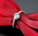 2Ct Round Cut Diamond Hidden Halo Solitaire with Accent Ring 14K White Gold Over