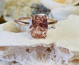 2.3ct Cushion Cut Simulated Peach Morganite Solitaire Ring 14k White Gold Plated