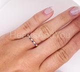 0.5ct Round Cut Simulated Blue Sapphire Wave Wedding Band 14k Yellow Gold Plated