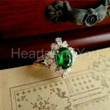 2.3ct Oval Cut Simulated Emerald Cocktail Engagement Ring 14k Yellow Gold Plated