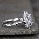 2.3ct Engagement Ring Oval Cut Diamond Halo Women Solitaire 14k WhiteGold Finish