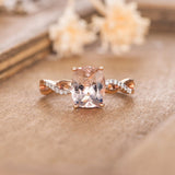 1ct Cushion Cut Simulated Morganite Infinity Engagement Ring 14k RoseGold Plated