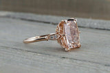 1.5ct Cushion Cut Peach Morganite Filigree Engagement Ring 18k Rose Gold Finish