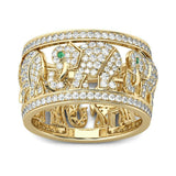 6Ct Round Cut VVS1 Diamond Walking Elephants Wedding Band 14K Yellow Gold Finish