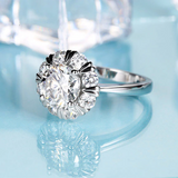 2ct Round Cut VVS1D Diamond Engagement Ring Cluster Halo 14k White Gold Finish