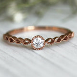 0.5Ct Round Cut Diamond Milgrain Minimalist Solitaire Ring 14K Rose Gold Finish